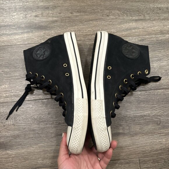 Converse Men Shoes 12 Black Leather Chuck Taylor All Star High Top 153808C main image 9